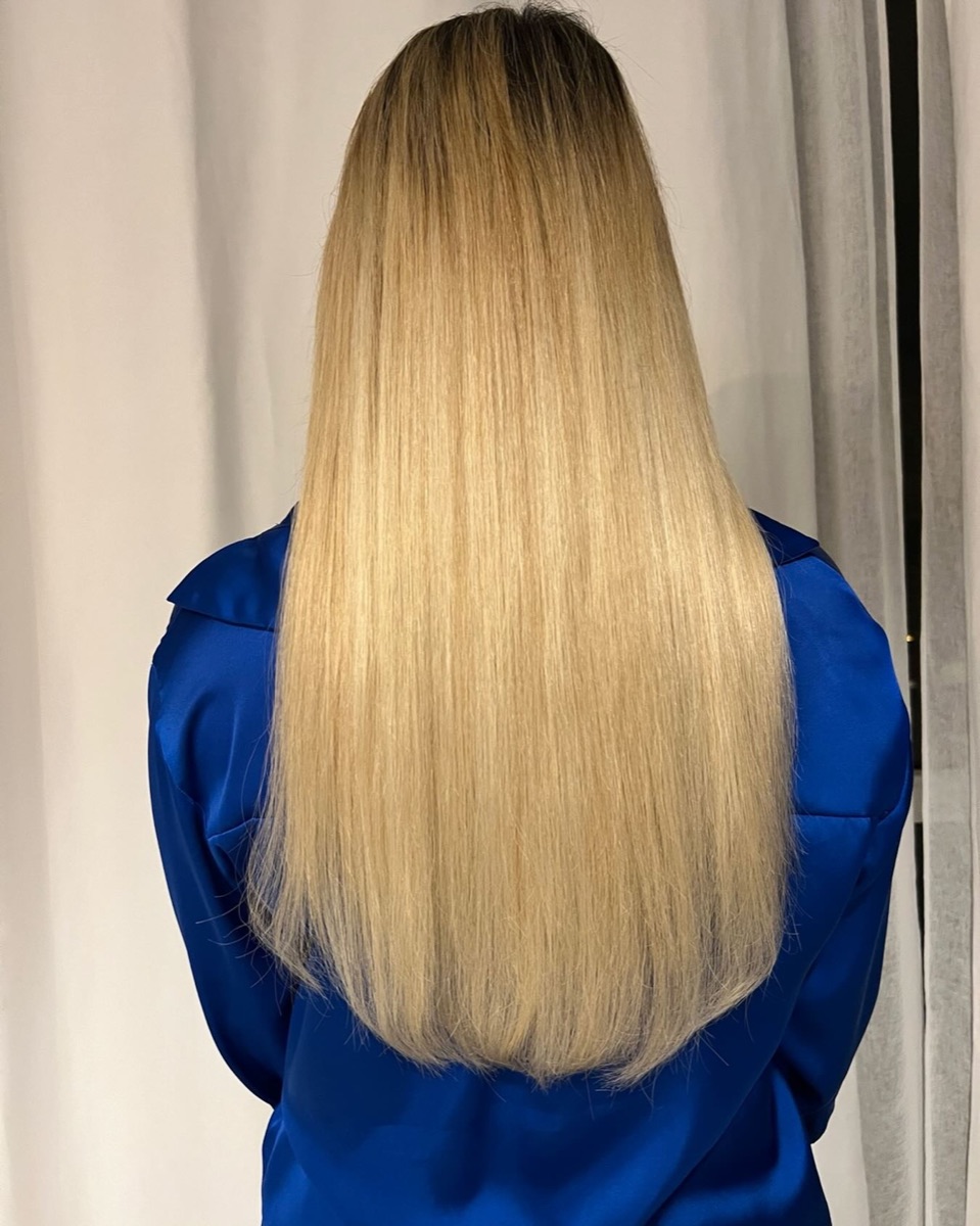 Long blonde hair extensions